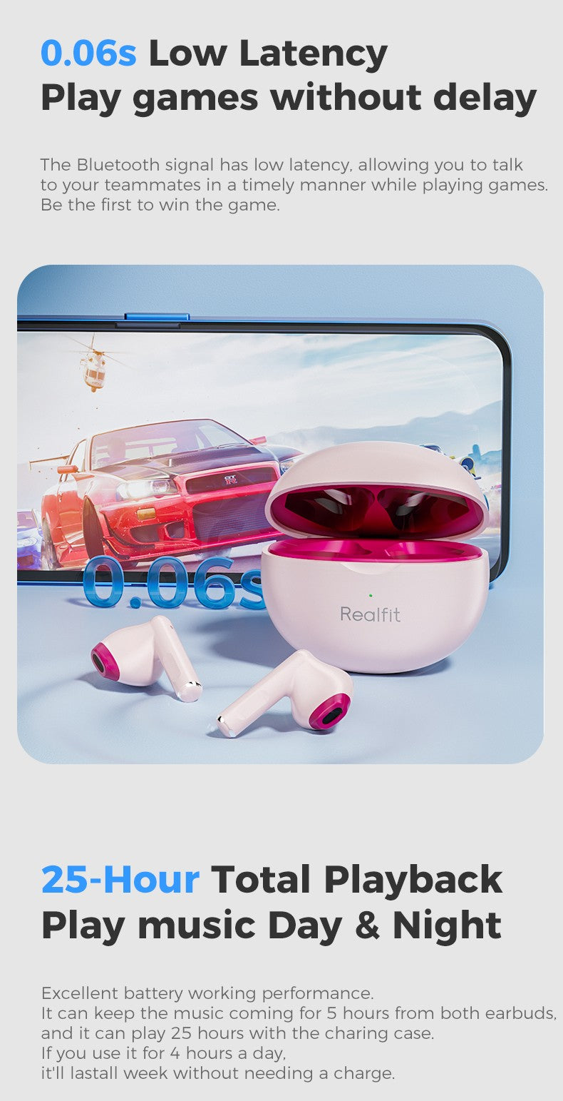 Fone de ouvido Bluetooth Realfit F2 Excelente Qualidade HIFI Fones de ouvido TWS sem fio Atacado para realme xiaomi