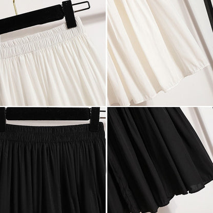 A-line Skirt High Waist Casual Slimming Cake Skirt Versatile Mid Length Dress Youthful Women New In Clothes Sweet Black Trend