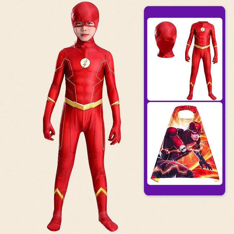 Flash Adult Children Cosplay Costumes Superhero Jumpsuit Including Headgear Halloween carnival Dressing Up