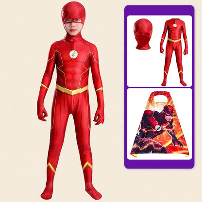 Flash Adult Children Cosplay Costumes Superhero Jumpsuit Including Headgear Halloween carnival Dressing Up