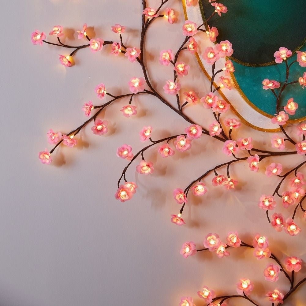 Cherry LED Tree Branch Lights for Wall Cherry Blossom Willow Vine Twig Decor Garland Christmas Decorations Indoor Home Wall Door