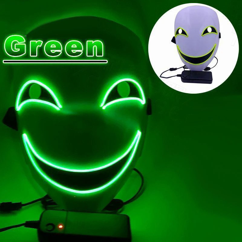 New Creative LED Halloween Clown Glow Mask White Green Blue Red Crying Smile Clown,