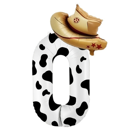 2pcs-40 inch 0-9 digital and hat balloon set, suitable for birthdays, farm themed parties, and New Year celebrations