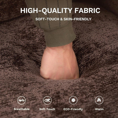 118" U-Shaped Sectional Couch, 4-Seat Modular Sofa with 2 Ottomans and Foldable Side Table, Brown for Living Room