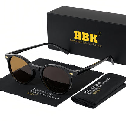 HBK Óculos De Sol Masculino Polarizado Redondo Armação TR90 Fashion Óculos De Sol Feminino Dirigir Esportes UV400 Lunette De Soleil Homme
