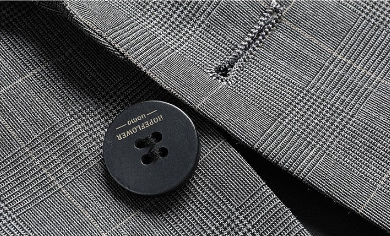 2024 Men's Checkered Business Casual Suit Two-Piece Set Polyester Wedding Trend Handsome Boutique Suit + Trousers