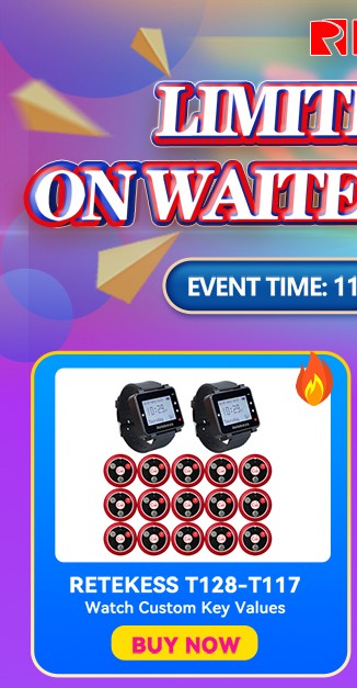 RETEKESS Restaurant Pager Wireless Waiter Calling System TD112 Waterproof Watch Pager Receiver T117 Call Buttons for Cafe Bar