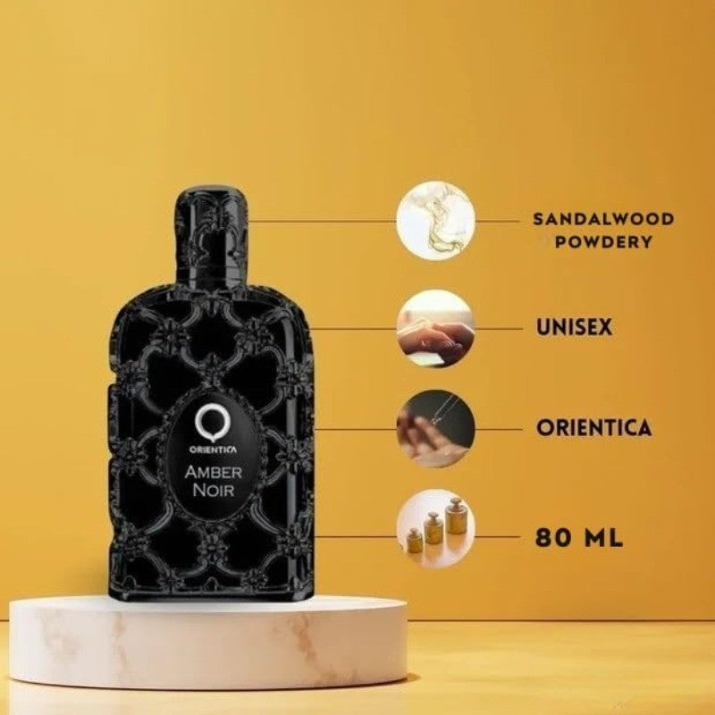 Orientica Amber Noir Eau De Parfum com Notas de Figo, Elemi e Sândalo – Uma Fragrância Amadeirada Ambarada Ousada e Sofisticada para Homens e Mulheres