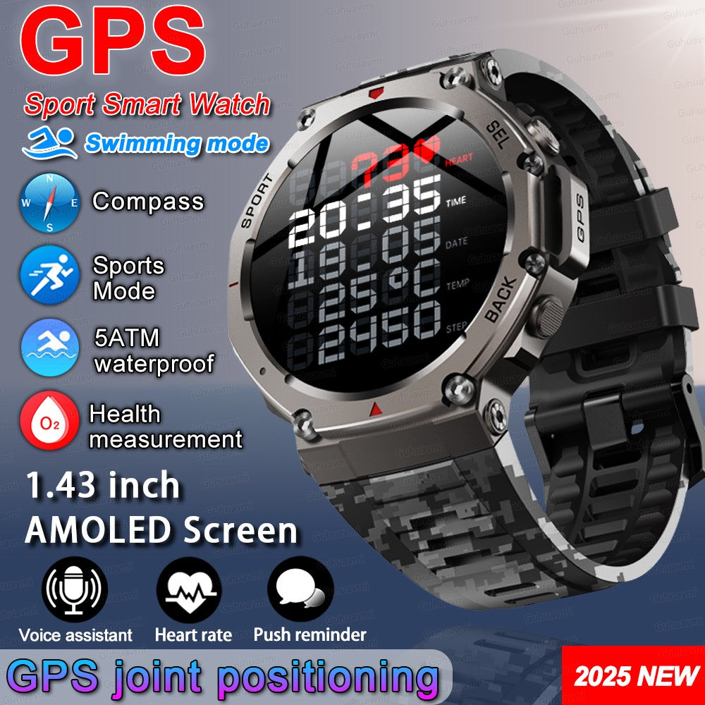T-Rex 3 Ultra Built-in Dual-band GPS Smartwatch 5ATM Waterproof 48mm AMOLED Compass 170+ Sport Durable Military Smart Watch 2025