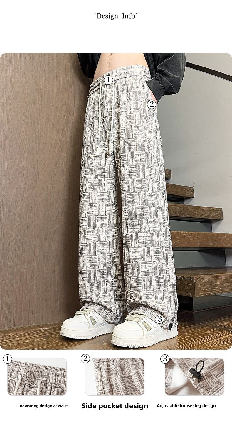 Calça Masculina Reta com Cordão na Cintura Bolsos Elástica Ajuste Casual para Uso Diário Outono Inverno Calça Esportiva Masculina de Alta Qualidade