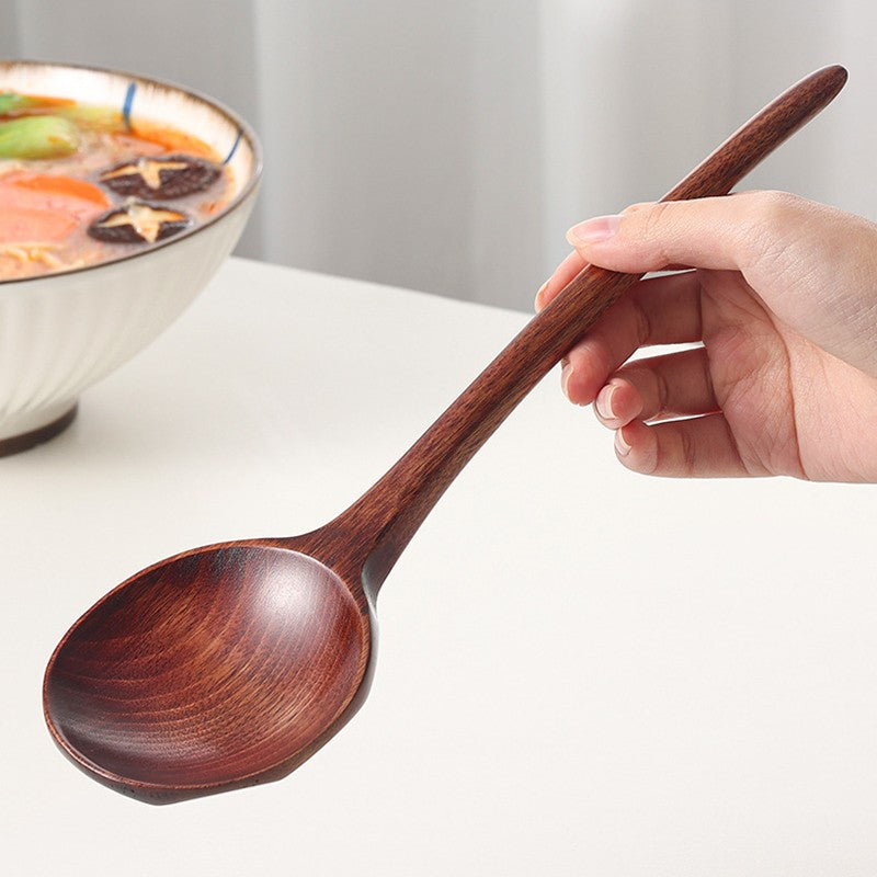 Colher de Madeira para Ramen Sopa Colher Grande Cabo Longo para Servir Misturar Cozinhar Concha de Madeira Utensílios de Cozinha Talheres de Restaurante