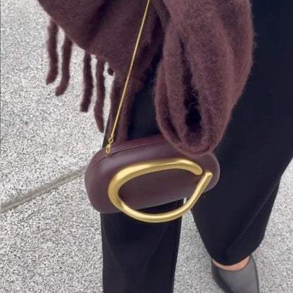 Gold metal Closure Box Clutch Bag women evening wedding party cute purse bag handbag dark red color 2024 winter new