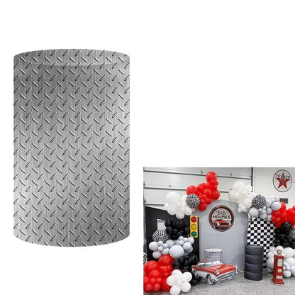 Race Car Theme Cylinder Covers Decor Elastic Racing Party Backdrop Pedestal Cover Baby Shower Birthday Custom Name Desserts