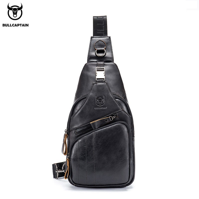 BULLCAPTAIN Bag Genuine Leather Chest Bag Men's Fashion Style Casual Straddle Bag Business Large Capacity Leather Men's Luggage