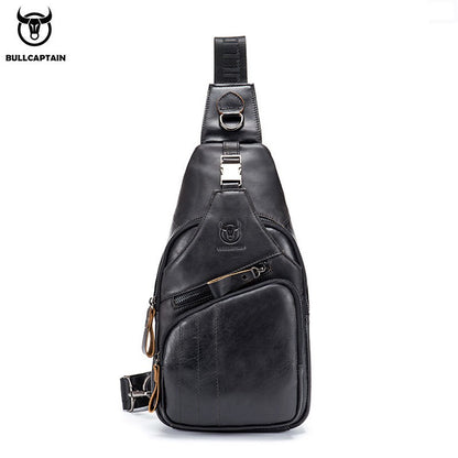 BULLCAPTAIN Bag Genuine Leather Chest Bag Men's Fashion Style Casual Straddle Bag Business Large Capacity Leather Men's Luggage