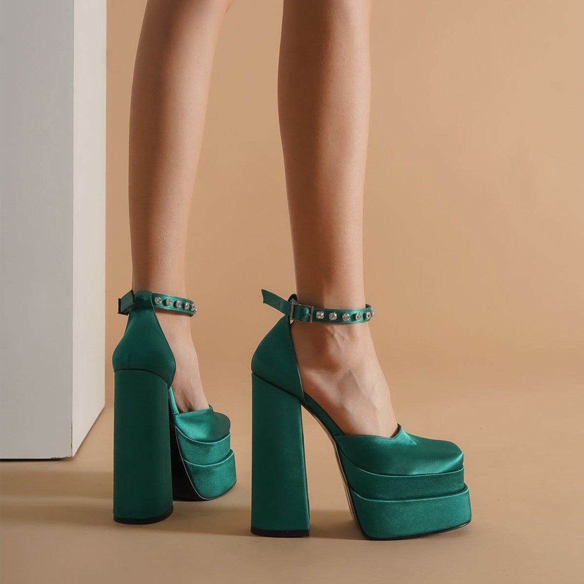 New Fashion Women Pumps Retro Mary Janes Chunky Heels Sandals Spring Platform Dress Party Wedding Basic Shoes Woman Big Size