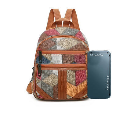 Mochilas Duráveis de Ombro Masculinas e Femininas - Mochila Casual Moderna Estilo Patchwork Versátil para Viagem