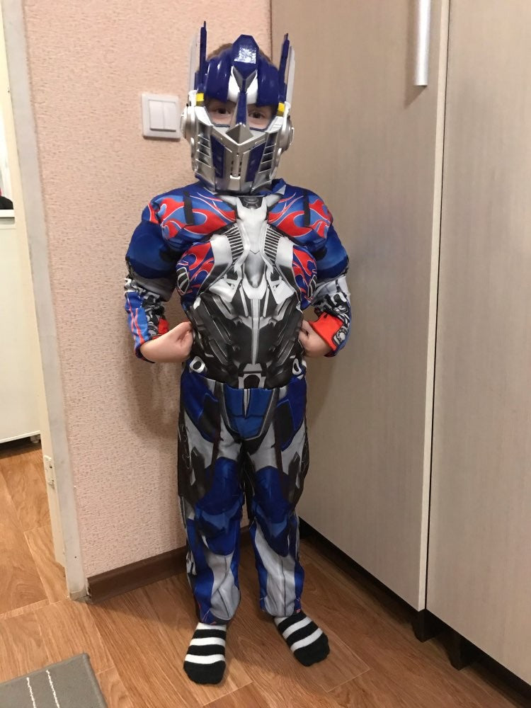 Boys Optimus Muscle Prime Fancy Dress American Boy Superhero Purim Halloween Book Week Child Captain Costume