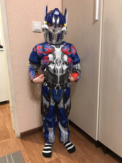 Boys Optimus Muscle Prime Fancy Dress American Boy Superhero Purim Halloween Book Week Child Captain Costume