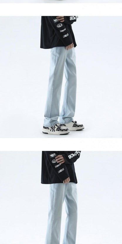 Cleanfit Extended Length Men's Jeans High Waist Slim Straight Leg Micro Flared Pants Bla Knife  Faionable Tall Size