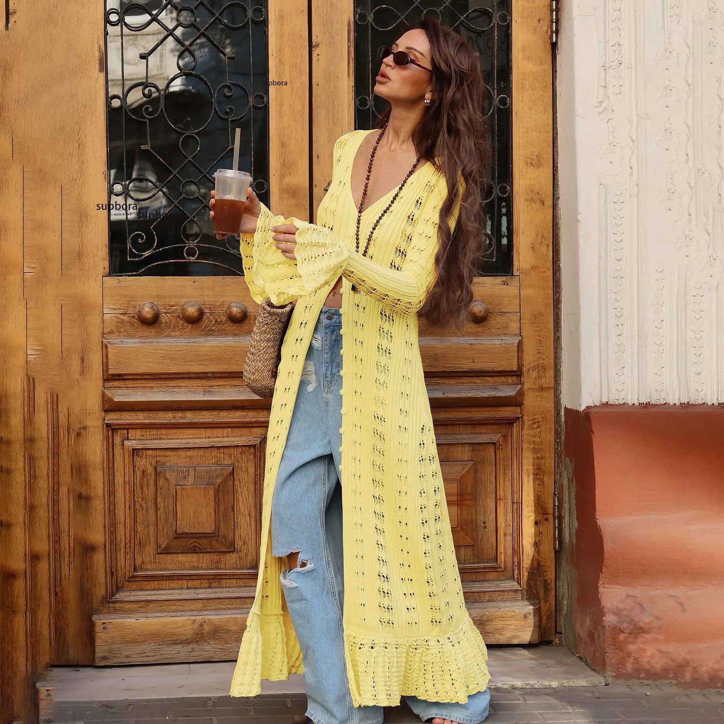 Hollow Breasted Sweater Long Dress Women Summer Party Dresses Cover Up Elegant S
