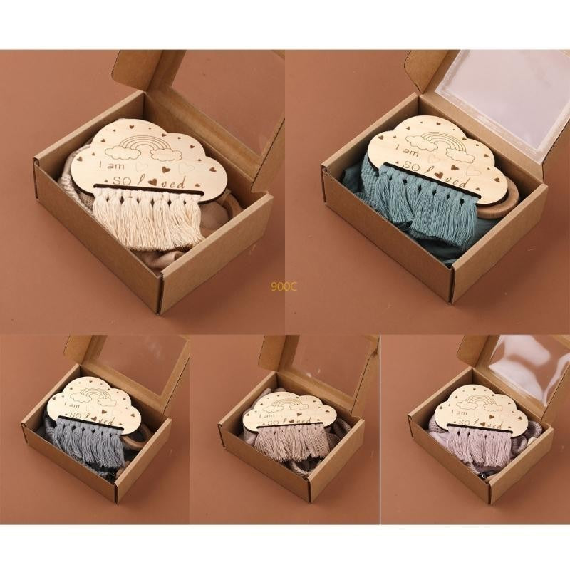 5Pcs Baby Soothing Doll Toy Burp Cloth Pacifier Chain and Teether with Tassels Board for Comfortable Teeth Care