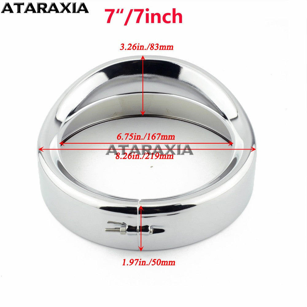 5.75" 4.5" 7inch Farol de neblina para motocicleta, viseira, moldura do farol, anel de acabamento, capa de farol de LED para Harley Softail Fat Boy