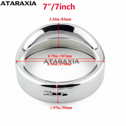 5.75" 4.5" 7inch Farol de neblina para motocicleta, viseira, moldura do farol, anel de acabamento, capa de farol de LED para Harley Softail Fat Boy