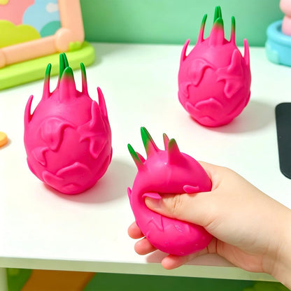 1/2/3Pcs Dragon Fruit Squish Ball Squeeze Stress Reliever Fidget Sensory Toy Simulation Fruit Food,Squeeze Balls For Party Gifts