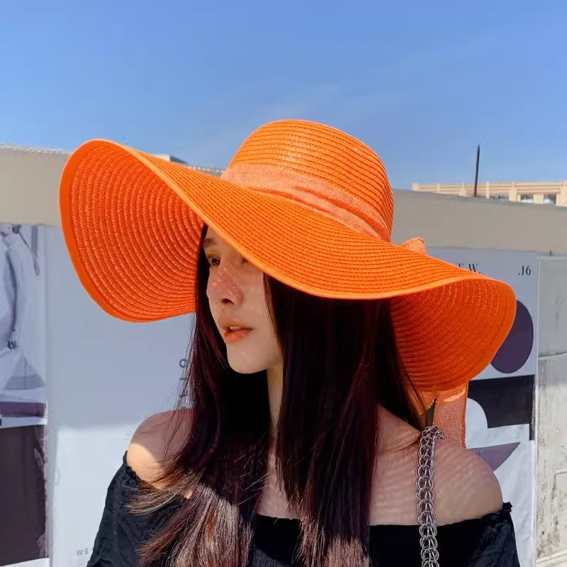 Summer straw hat 2025 large brim outdoor sun protection sun hat travel vacation foldable beach hat  sombrero para sol mujer