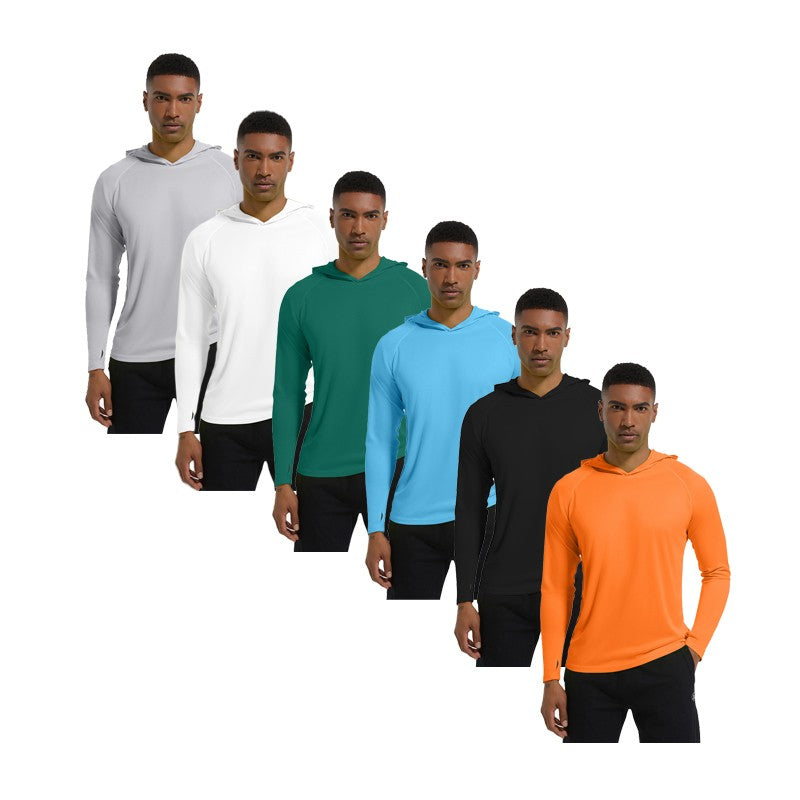 Men Upf 50+ Sun Protection t-Shirts Long Sleeve t-Shirt Casual Tops Male Quick Dry Gym Running Tee Shirts With Hood Man Clothing