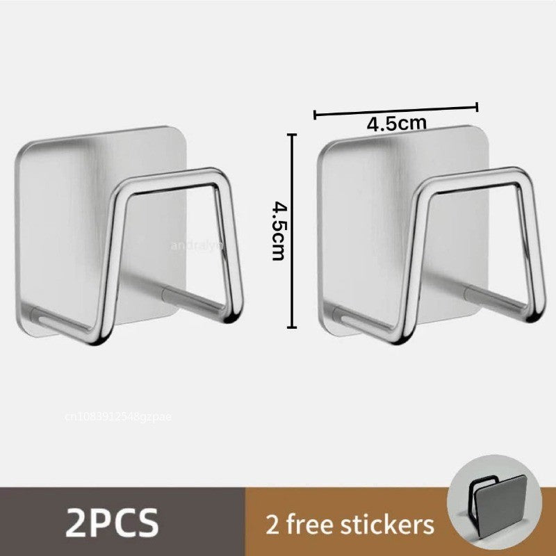 Kitchen Sponges Holder Stainless Steel Sink Sponges Drain Drying Rack Self Adhesive Storage Holder Wall Hooks Kitchen Organizers