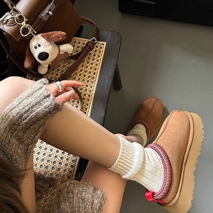 Snow Boots for Women 2024 Winter New Cashmere Warm Platform Without Heel-covered Hair Half Slipper Cotton Shoes for Women Q426