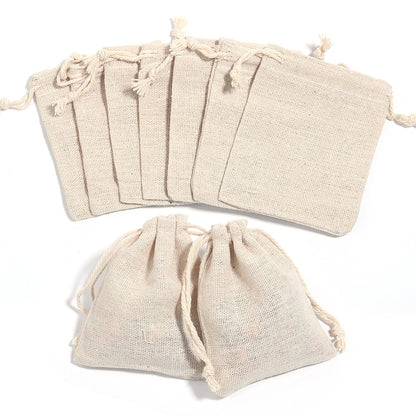 5-10Pcs/Lot Natural Linen Burlap Bags Jute Gift Bag Drawstring Gift Bags Ornament Pouch Cosmetic Washing Storage Candy Party Bag