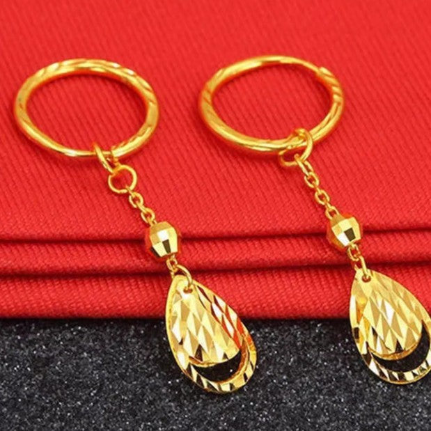 Tassel Fortune Bead Earrings Women's 24K Gold AU999 - Exquisite gold fortune beads, swaying tassels, ideal for charming dates