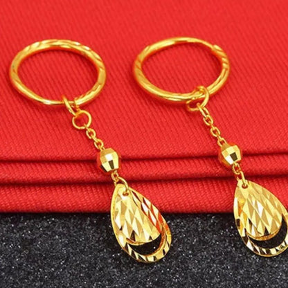 Tassel Fortune Bead Earrings Women's 24K Gold AU999 - Exquisite gold fortune beads, swaying tassels, ideal for charming dates