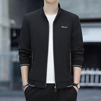 Spring Autumn New Men Lapel Jacket Coats Fashion Fabric Comfortable Breathable Sweat Absorption Comfortable Slim Version Coats