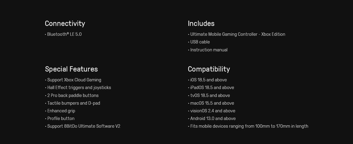 8Bitdo Ultimate Wireless Mobile Gaming Controller (Xbox)?Gamepad with Hall Effect Triggers and Joysticks for Android