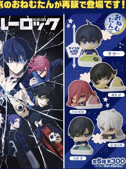 BLUE LOCK Action Figure Sleep Gacha Cute Cartoon Ornament Isagi Yoichi Chigiri Hyoma Nagi Seishiro Rin Itoshi Model Toy