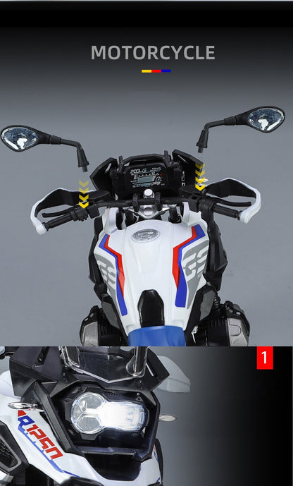 1/9 R1250 GS ADV Liga De Motocicleta De Corrida Diecasts Rua Esportes Motocicleta Modelo Simulação Com Luz Coleção Crianças Brinquedos Presente