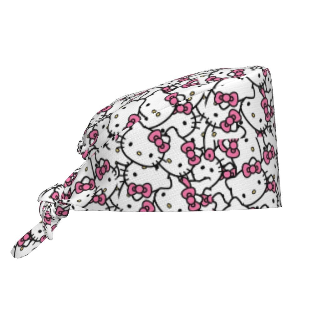 Custom Hello Kitty Medical Staff Scrubs Hat Women Men Cartoon Chara For Chef Hat Scrub Caps