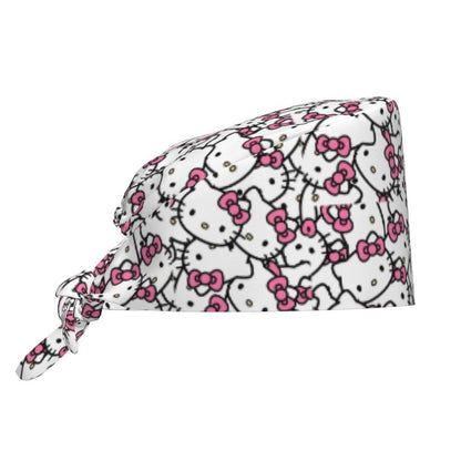 Custom Hello Kitty Medical Staff Scrubs Hat Women Men Cartoon Chara For Chef Hat Scrub Caps