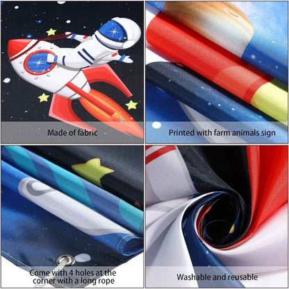 Space face display background cloth Boy's birthday party outdoor game photo booth photography decoration