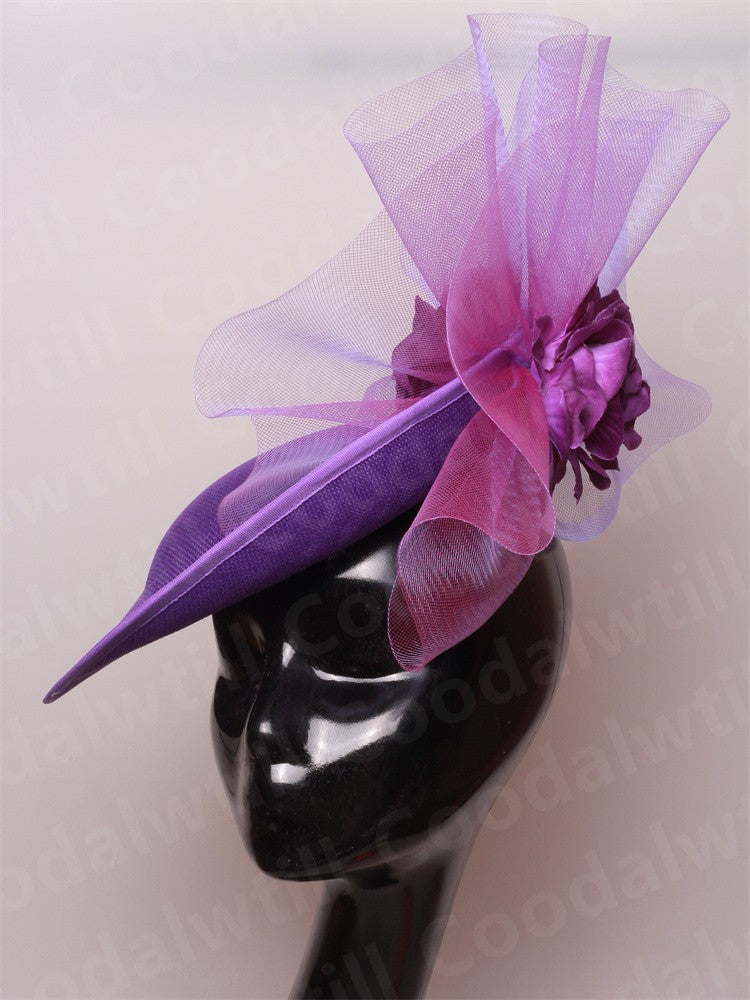 Fascinator Feminino Azul Marinho Chic Chapéu Elegante para Royal Ascot Millinery Noiva Casamento Coquetel Acessórios de Cabelo Véus e Acessórios para Cabeça