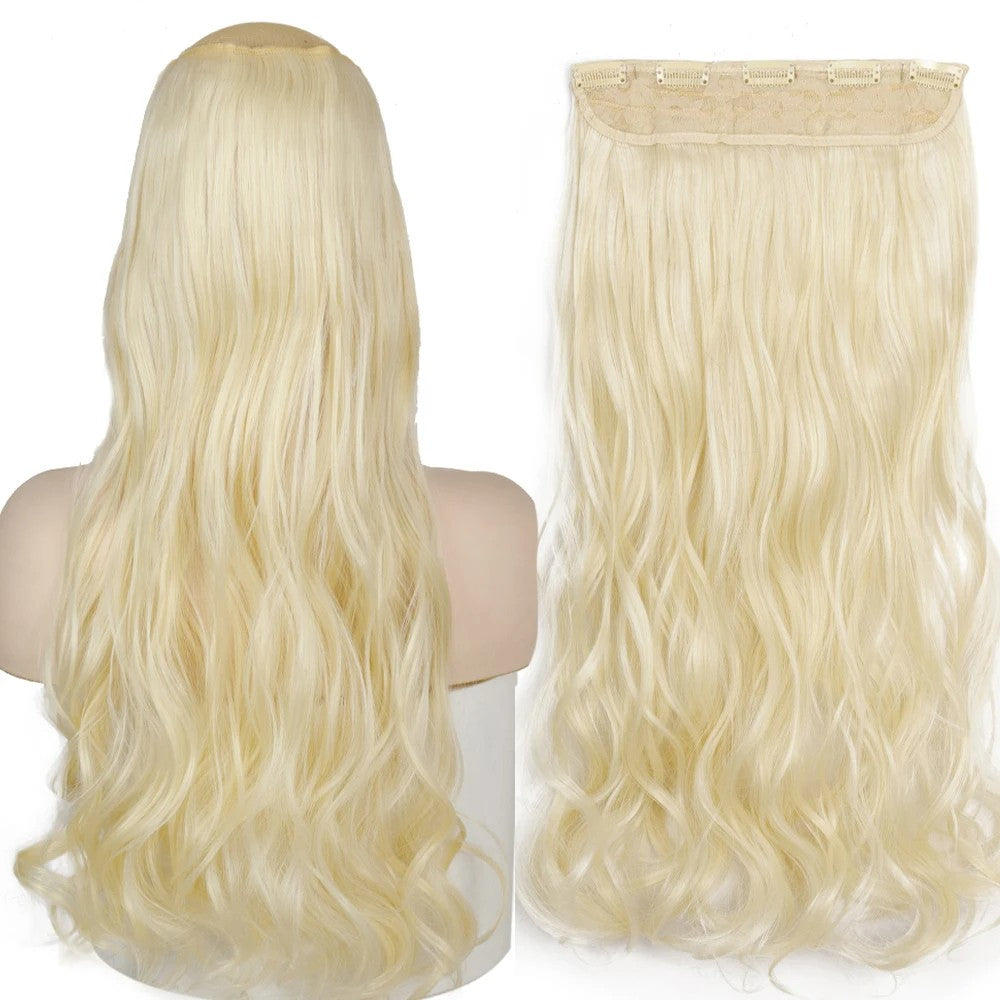 Extensão de Cabelo Liso Comprido de Fibra Sintética Resistente ao Calor com 5 Clipes 22"32" Preto Castanho Loiro
