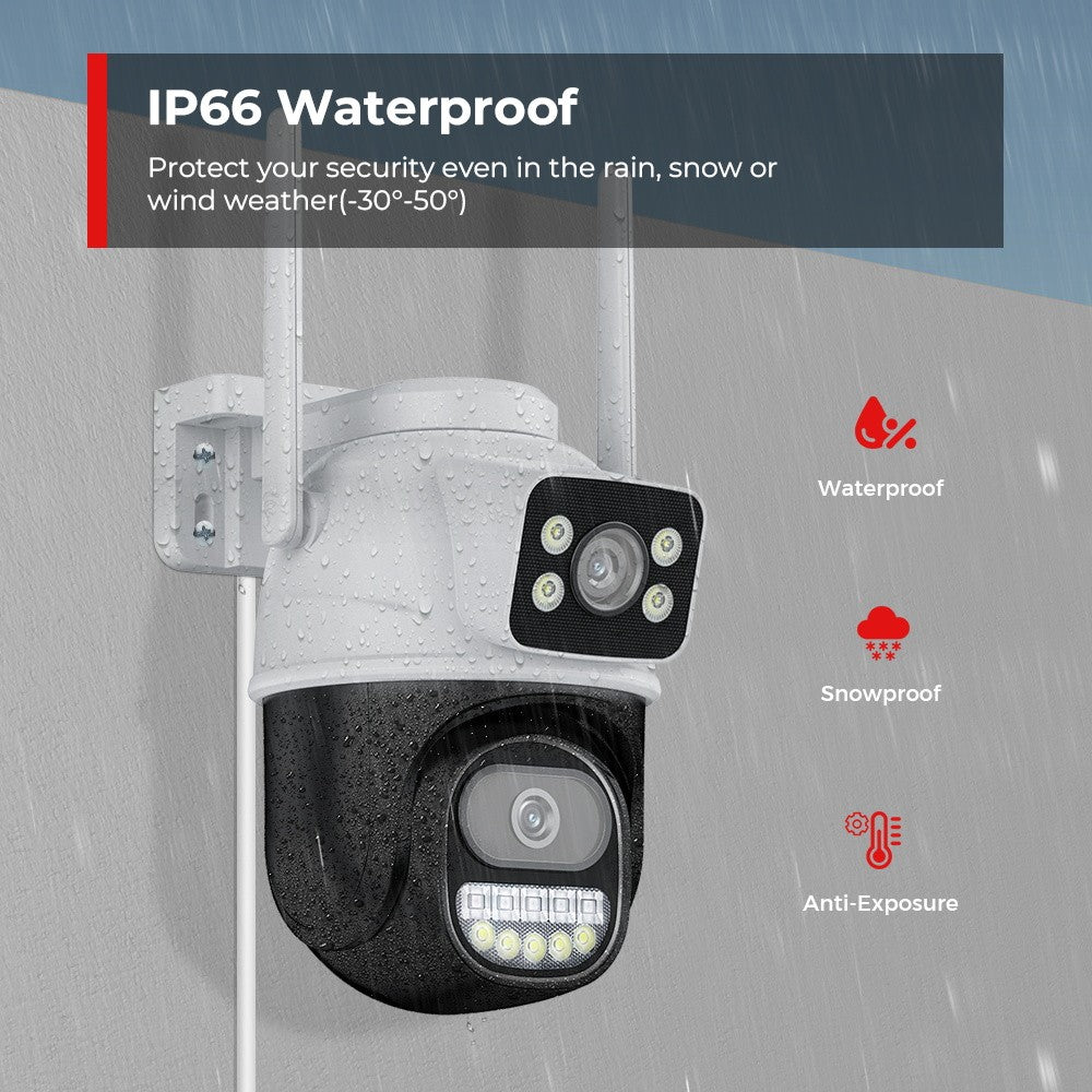 BESDER 8MP PTZ Wifi Camera Outdoor Night Vision Dual Screen Human Detection 4MP Security Protection CCTV Surveillance IP Camera