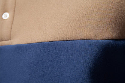 AIOPESON Men's Premium Cotton Sweatshirt Color Block Sweatshirt Long Sleeve Business Casual Social Sweatshirt