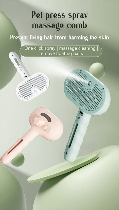Pente a vapor para cães, escova de massagem para animais de estimação, carregamento USB, cabeça redonda segura, dentes macios, pente universal para remoção de pelos para cães e gatos