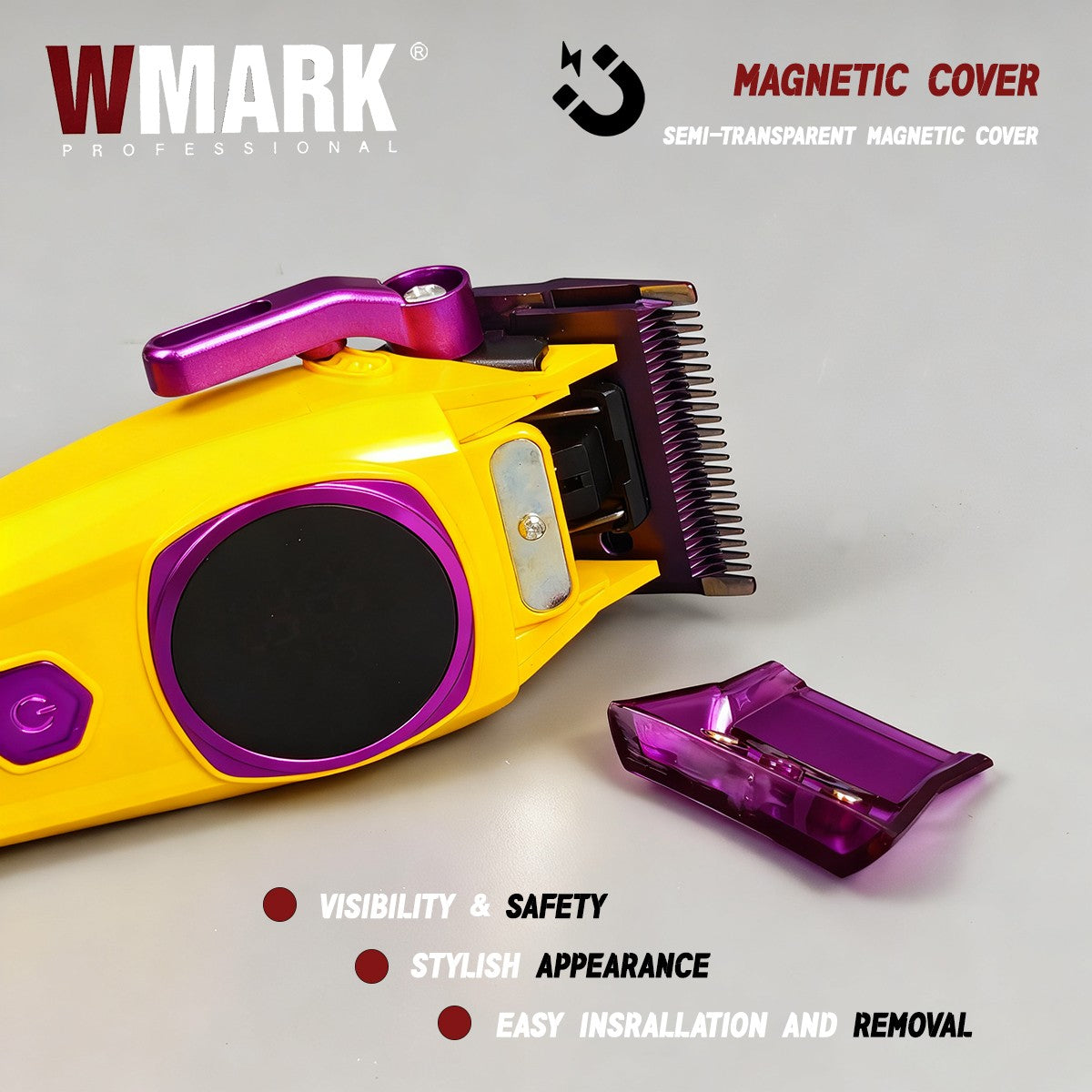 WMARK NG 8004 Professional Electric Hair Clipper 9000RPM Purple Fade Blade Wireless Charging 2000mAh Barber Shop Trimmer Machine