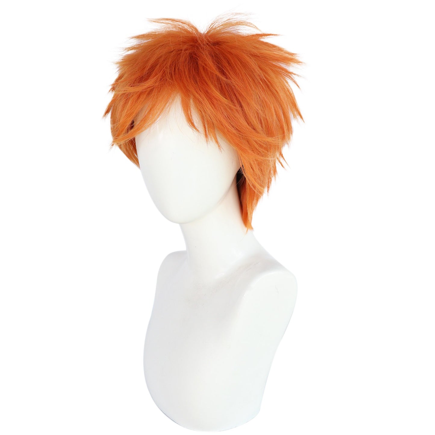Synthetic Short Straight Orange Men Cosplay Wig with Bangs for Halloween Thanksgiving Day Christmas